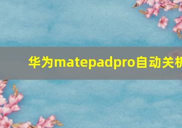 华为matepadpro自动关机