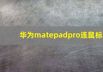 华为matepadpro连鼠标