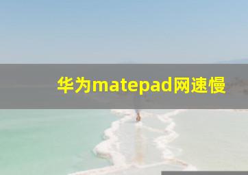 华为matepad网速慢