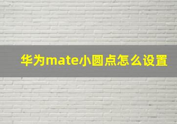 华为mate小圆点怎么设置