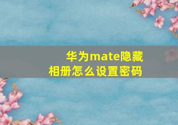 华为mate隐藏相册怎么设置密码