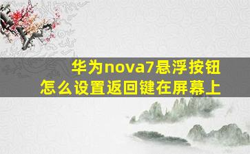 华为nova7悬浮按钮怎么设置返回键在屏幕上