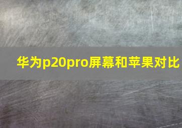 华为p20pro屏幕和苹果对比