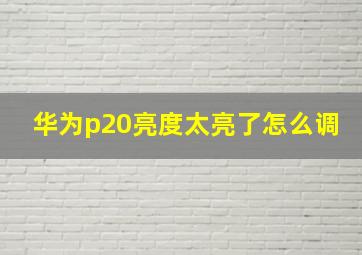 华为p20亮度太亮了怎么调