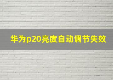 华为p20亮度自动调节失效