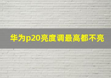 华为p20亮度调最高都不亮