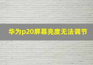 华为p20屏幕亮度无法调节