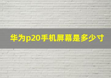 华为p20手机屏幕是多少寸