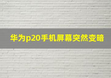 华为p20手机屏幕突然变暗