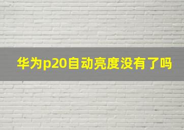 华为p20自动亮度没有了吗