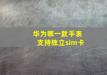 华为哪一款手表支持独立sim卡