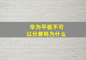 华为平板不可以分屏吗为什么