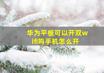 华为平板可以开双wifi吗手机怎么开