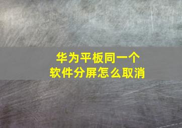 华为平板同一个软件分屏怎么取消