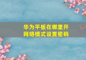 华为平板在哪里开网络模式设置密码