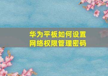 华为平板如何设置网络权限管理密码