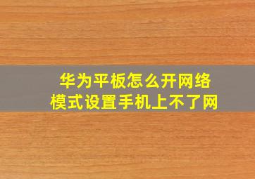 华为平板怎么开网络模式设置手机上不了网