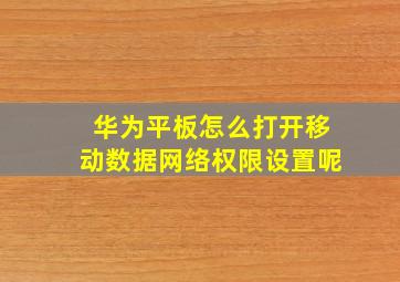 华为平板怎么打开移动数据网络权限设置呢