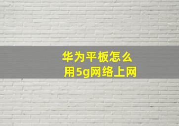 华为平板怎么用5g网络上网