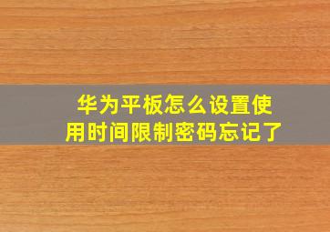 华为平板怎么设置使用时间限制密码忘记了