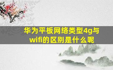 华为平板网络类型4g与wifi的区别是什么呢