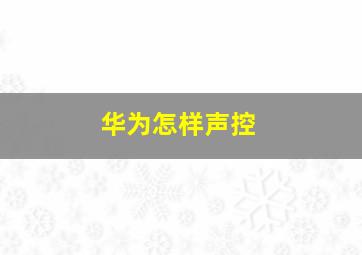 华为怎样声控