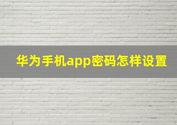 华为手机app密码怎样设置