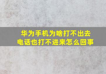 华为手机为啥打不出去电话也打不进来怎么回事