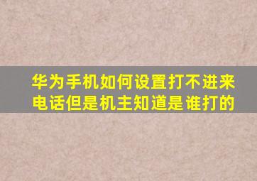 华为手机如何设置打不进来电话但是机主知道是谁打的