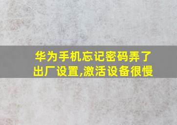 华为手机忘记密码弄了出厂设置,激活设备很慢