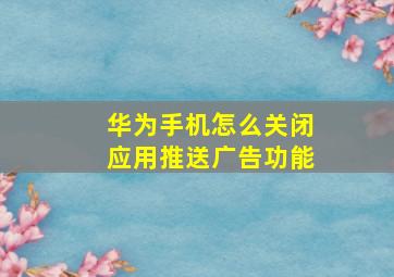 华为手机怎么关闭应用推送广告功能