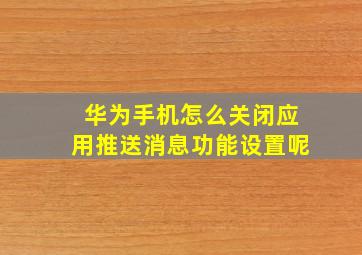 华为手机怎么关闭应用推送消息功能设置呢