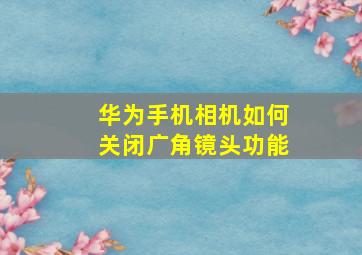 华为手机相机如何关闭广角镜头功能