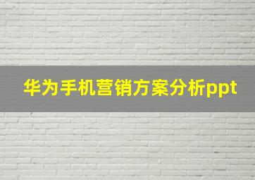 华为手机营销方案分析ppt