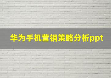 华为手机营销策略分析ppt