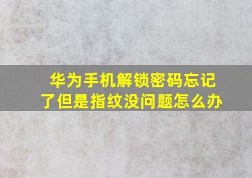 华为手机解锁密码忘记了但是指纹没问题怎么办