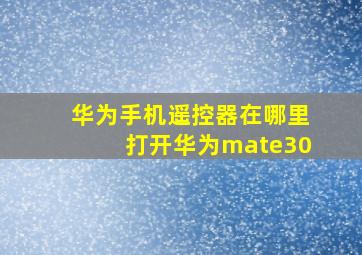 华为手机遥控器在哪里打开华为mate30