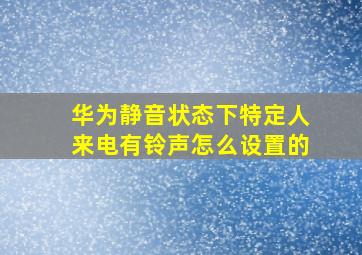 华为静音状态下特定人来电有铃声怎么设置的