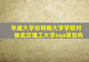 华威大学伯明翰大学学院对接武汉理工大学sqa项目吗