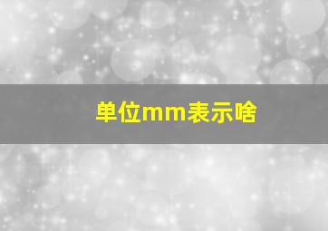 单位mm表示啥