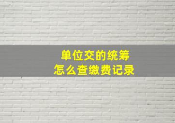 单位交的统筹怎么查缴费记录