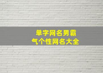 单字网名男霸气个性网名大全