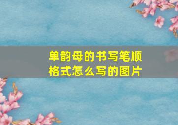 单韵母的书写笔顺格式怎么写的图片