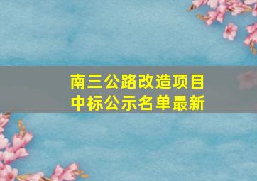 南三公路改造项目中标公示名单最新