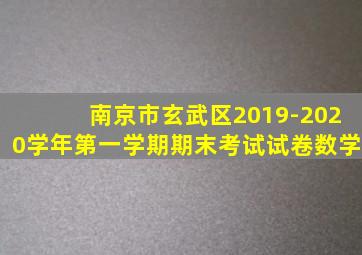 南京市玄武区2019-2020学年第一学期期末考试试卷数学