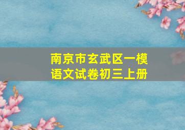 南京市玄武区一模语文试卷初三上册