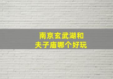 南京玄武湖和夫子庙哪个好玩