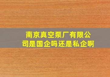 南京真空泵厂有限公司是国企吗还是私企啊