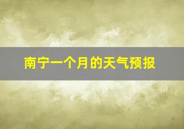 南宁一个月的天气预报