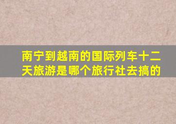 南宁到越南的国际列车十二天旅游是哪个旅行社去搞的